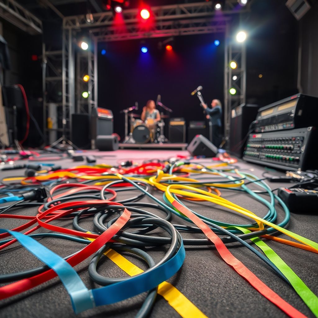 نجات صحنه با چسب برق تاپ رول: راه‌حل حرفه‌ای برای مدیریت کابل در اجرای زنده، تئاتر و تولید محتوا