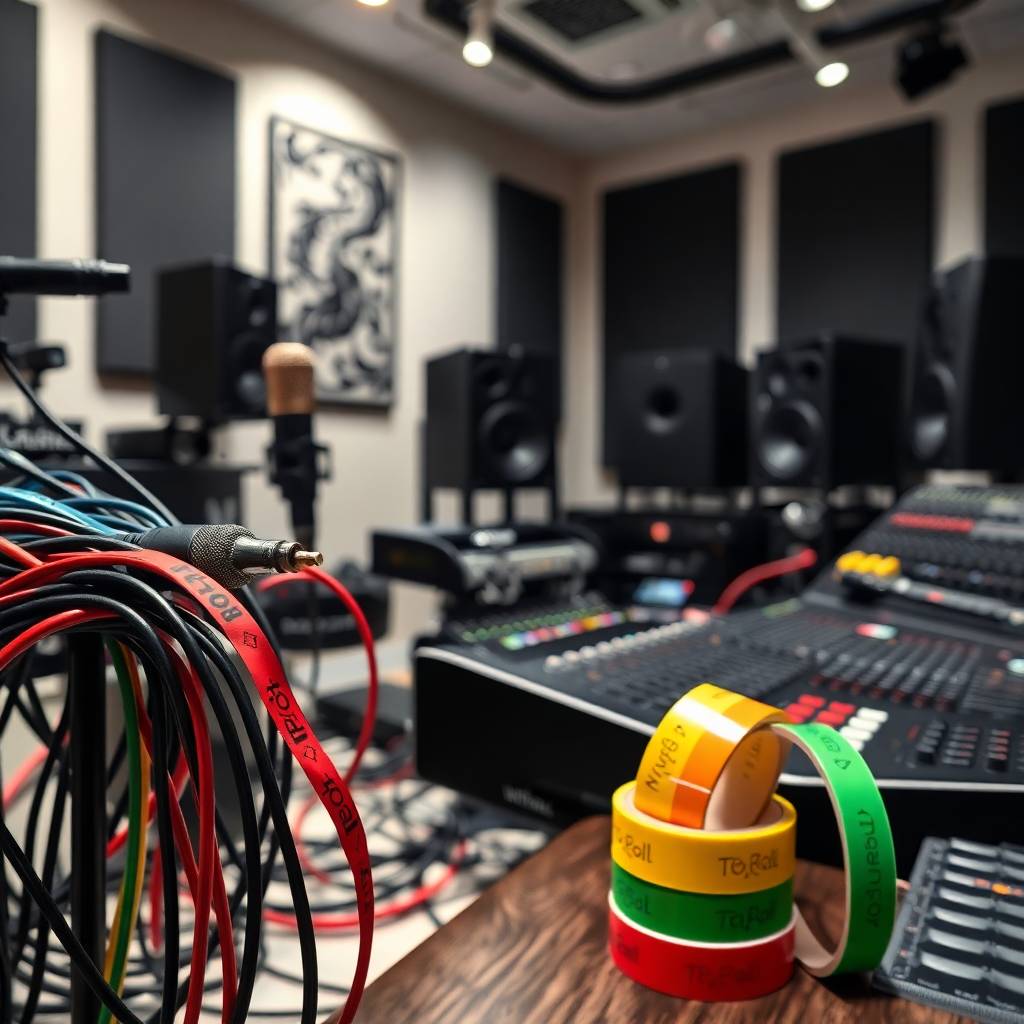 کاربرد ویژه چسب برق تاپ رول در مدیریت کابل‌های صوتی و تجهیزات استودیویی