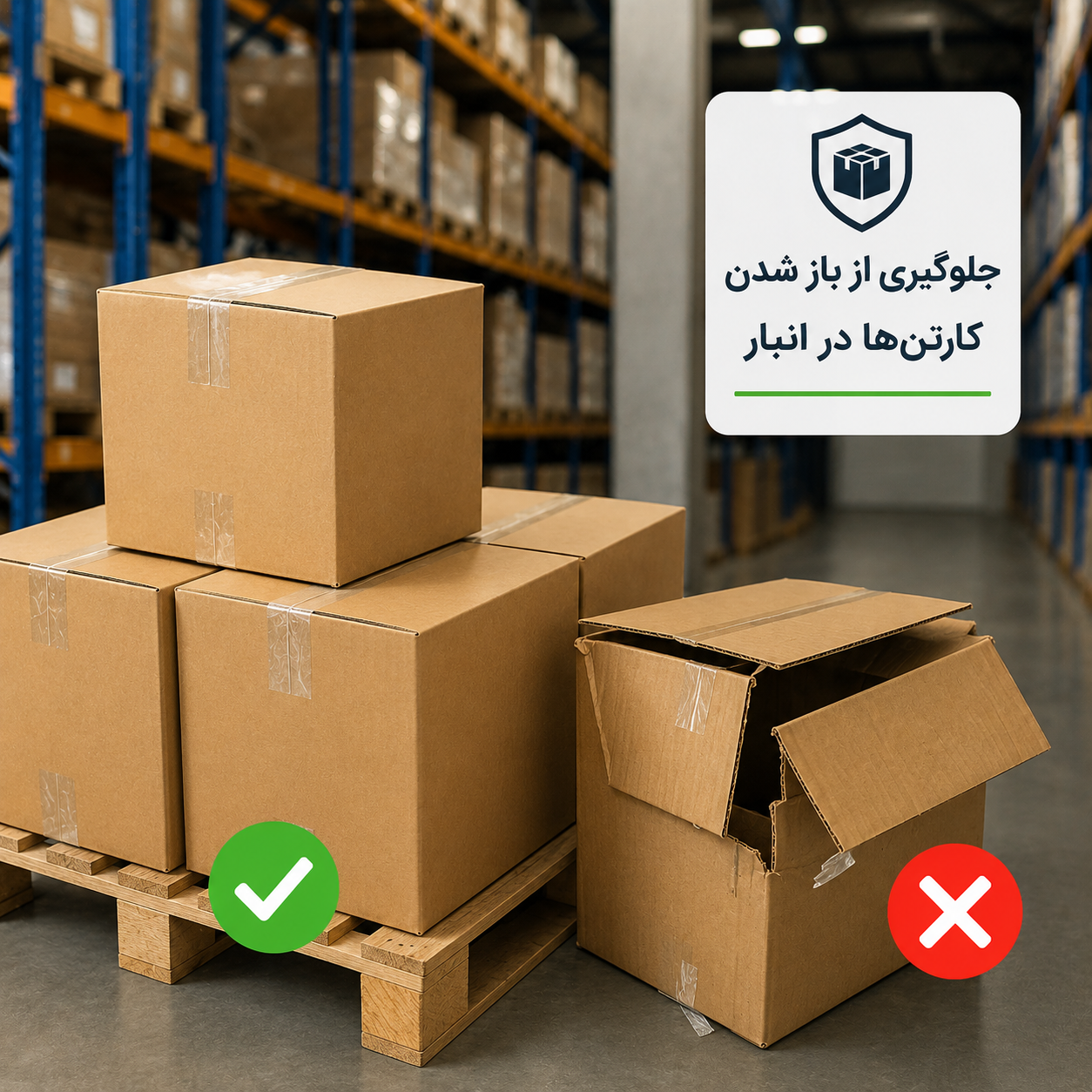 چگونه از باز شدن کارتن‌ها در انبار جلوگیری کنیم؟