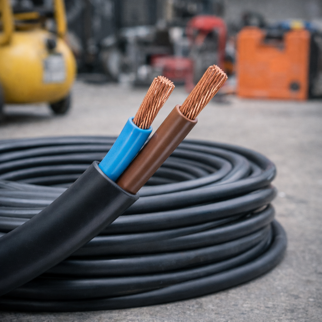 کاربرد کابل افشان 2×2.5 در تغذیه تجهیزات نیمه‌صنعتی و کارگاهی